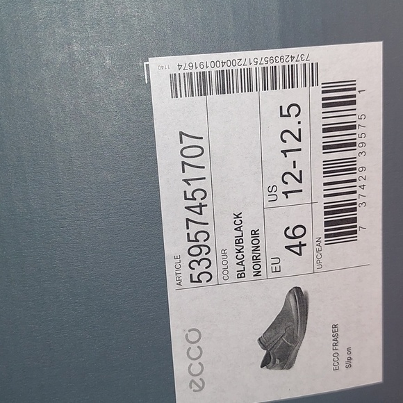 Ecco Fraser Men's Size 12-12.5 Slip On Black Sneaker Shoes (NIB) - Picture 16 of 16